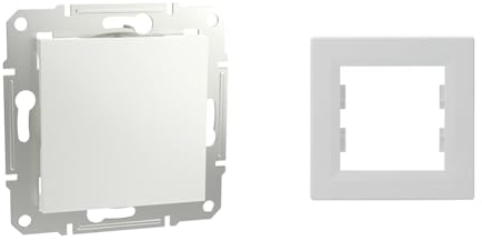 Schneider Electric Asfora EPH5670121D Blindabdeckung, Abdeckplatte, ABS, Weiß & Asfora EPH5800121D 1-Fach Rahmen für Steckdosen und Schalter, weiß