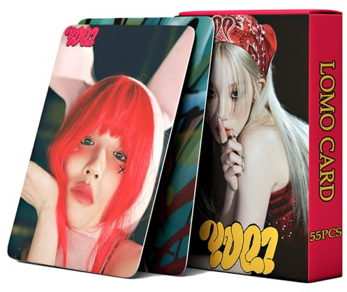 KPOP (G) I-DLE YUQI Photocards 55PCS YUQ1 Album Photocards YUQI Solo Album Cards ift for Fans Kpop Photo Cards Could it be Postcard (RED)