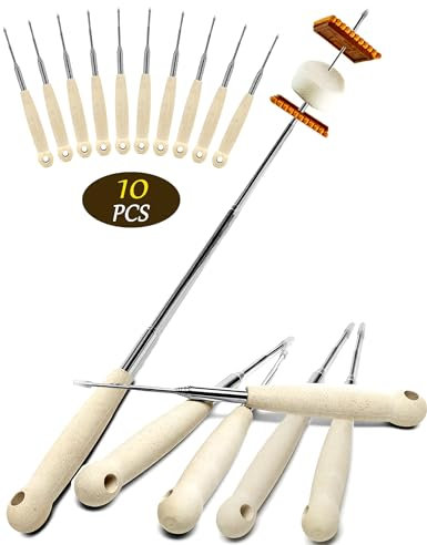 Atigrado Smores-Sticks zum Aufhängen, strapazierfähig, für Lagerfeuer, ausziehbare Marshmallow-Bratstäbe, Edelstahl, Camping-Spieße, 81,3 cm, 10 Stück