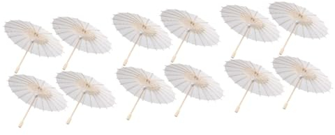 BESTYASH 12stücke Weiße Papier-papier-schirme Für Tanzdekoration Durchmesser Zufällige Schirmgriff-stile Für Hochzeiten Partys Und Kreative Bastelprojekte