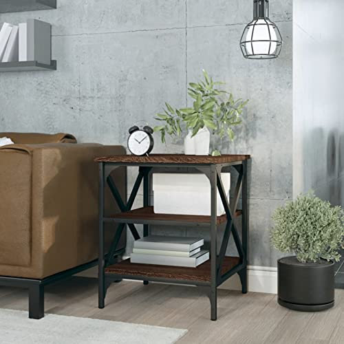 ShGaxin Beistelltisch, Kleiner Tisch, Sofatisch, Side Table, Laptop Tisch, Pflanzenhocker, Druckertisch, Telefontisch, Sofa Table, Tabletttisch, Braun Eichen-Optik 40x42x50 cm Holzwerkstoff