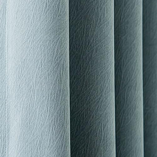 KnSam 2er Set Blau Vorhang Gardine Fenster, Vorhang Muster Lang Leinenoptik Einfarbig, Polyester Ösen Verdunklungsvorhänge Extra Breit Vorhänge Kinderzimmer, Jeder B 132 x H 214cm