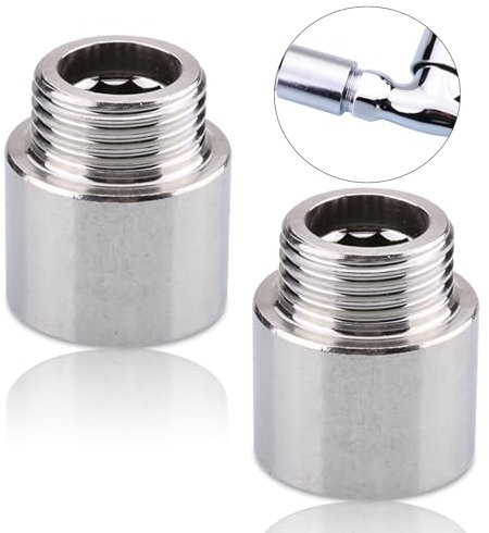 2 Stück Hahnverlängerung Edelstahl 1/2 Zoll x 20 mm, 1/2 IG x 1/2 AG, Edelstahl G1/2 Zoll Gewindefitting, DN15 Gewindeverlängerung, Anschluß Verlängerung für Trinkwasser und Heizung Installation