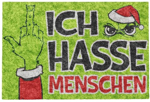 Annastore Fußmatte Festtags-Muffel mit Anti-Weihnachts-Design 60 x 40 cm | Ich hasse Menschen Fußabstreifer für Weihnachten - Freche Fußabtreter Anti-Weihnachten