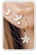 BodyBonita 3 Paar Ohrringe Silber 925 Set für Damen 14 Karat Vergoldet Kleine Ohrstecker Silber 925 Set Stapelbar Zirkonia Ohrstecker Creolen Ohrringe Set für Mehrere Piercings