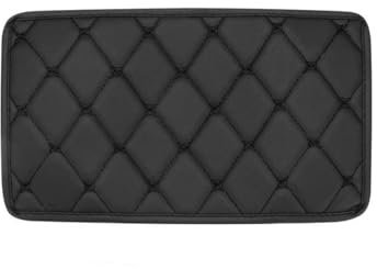 CRTQNS Autozubehör Universelle Armlehnenmatte Aus Leder Fürs Auto Aufbewahrungsbox Für Autoarmlehnen Staubdichter Kissenbezug Armlehnenschutz Wasserdichter Innenraum Ersatz Ersatzteile(Black-Black)