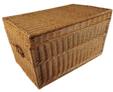 natuleo by pokuc Truhe aus Weide braun Länge: 50 cm/mit Griffen 60 cm, Breite: 35 cm, Höhe: 35 cm Korbtruhe Weidenkorb Weidentruhe Spielzeugbox Koffer Wäschetruhe (50)
