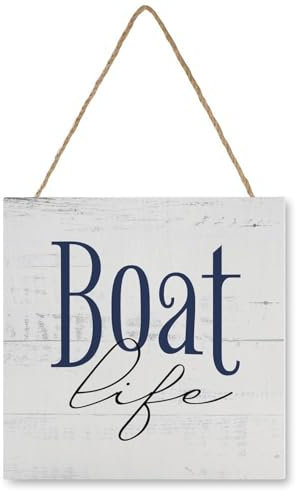 Bootszubehör, Bootszubehör, Bootfahren, Geschenke, See-Themen-Dekoration, Bauernhaus, Holzblock, Holzschild zum Aufhängen, für Zuhause, Büro, Schlafzimmer, Badezimmer, Kabine, Regal, Holzschild,