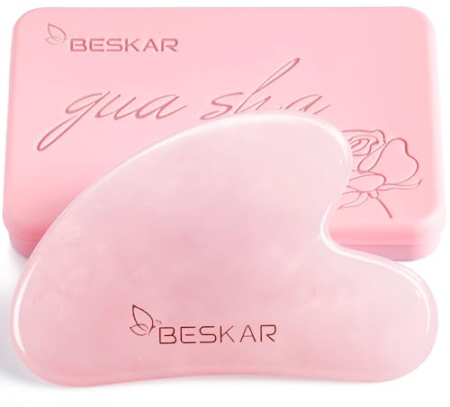 BESKAR Gua Sha Gesichts Werkzeuge, Natürliche Jade Stein Guasha Massager | Jawline Sculpting, Straffen Gesichtshaut und Reduzieren Falten, Gesicht Augen Körper Hals Massage Werkzeug
