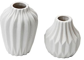 Vaso in Ceramica Bianca Mini per Composizioni Floreali | Uso Domestico, per Verde e Fiori Sintetici, Finitura Moderna Elegante, Durata Prolungata