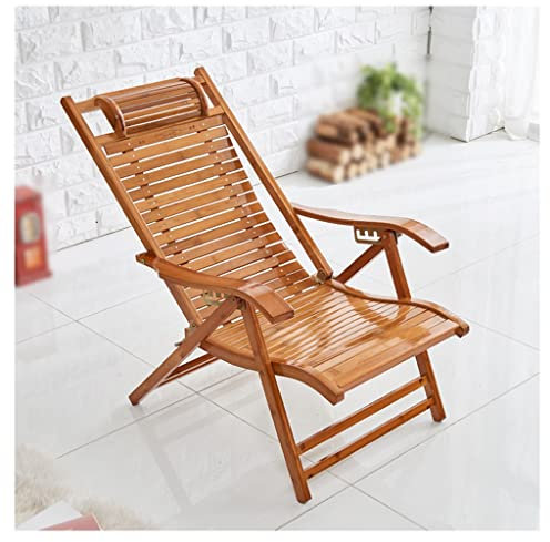 GAROEN Liegestuhl für draußen, Chaiselongue für drinnen mit Armlehnen, Akzentstuhl aus Holz mit Kissen, 5-Fach verstellbar (Stil 1)