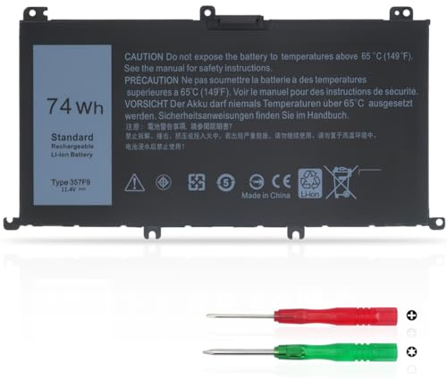 KXRSII 357F9 Laptop Battery for Dell Inspiron 15 Gaming 7559 7557 5577 7567 5576 7566 i7559 i7557 INS15PD-1548B INS15PD-1548R Series 71JF4 P65F P66 5F0001 P57F P57F001 P57F002 P57F003 11.4V 74Wh