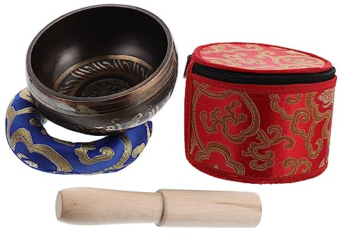 WESIEVYA Tibetische Klangschale Satz 9,5cm Handgefertigte Meditationsschale Aus Langlebigem Material Mit Holzstab Kissen Aufbewahrungsbox Chakra Heilung Entspannung Zu Hause