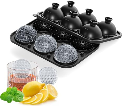 Golf Ball Ice Cube Tray with Funnel Lid, 2.2 Inch Funny Shaped Round Golf Ice Cube Tray for Gin Tonic Cocktails Whiskey, Golf Gifts Ice Ball Maker