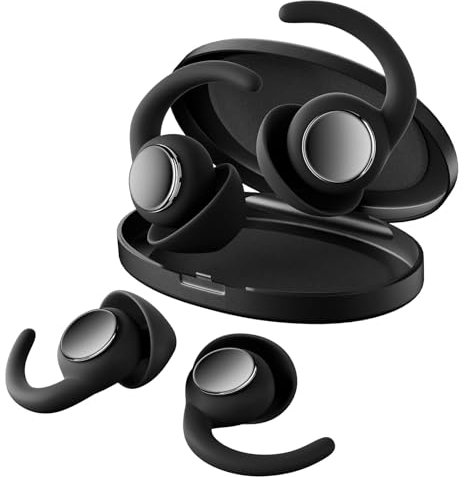 LIMEHO Ear Plugs for Sleeping Noise Cancelling, Reusable Earplugs for Sleep, Concerts, Travel, Work, Study&Focus, SNR 30dB Silicone Earplugs 2 Pairs (Black-Silver)