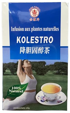 Infusion aux Plantes Naturelles pour Aider Réduire le Cholestérol 40g (20 x 2g)/Boite - Offres de 1, 2, 3 et 4 Boites - Livraison Gratuite France (1 boite)