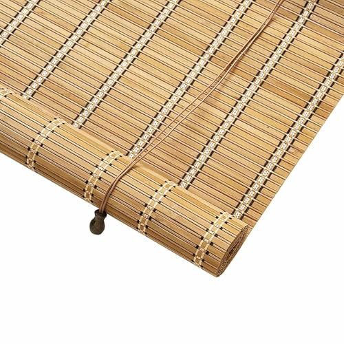 85% Blackout Retro Bamboo Blinds for Windows Shutters 50 80 90 100 120 140 150 160 180cm Wide Outdoor Bamboo Roller Blinds Anti-UV for Patio Porch Garden Kitchen Roman Blinds Shades Easy to Install(Ca