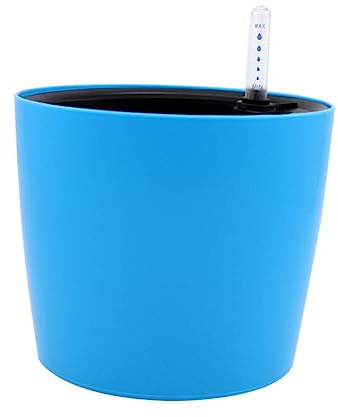 TOYANDONA Maceta Redonda de Plástico Azul Autorriego, Fácil de Usar | Jardinera Ligera y Práctica, Sistema de Riego Automático, para Plantas y Plántulas, Estilo Elegante