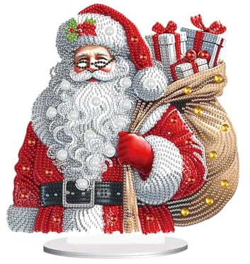 JICFDAO Diamond Painting Weihnachten Tischdeko 240x246mm DIY Weihnachtsmann Diamond Painting Ornamente Diamant Malerei Ornamente Speziell geformter Kristall Weihnachts Tischdeko Christmas Decorations