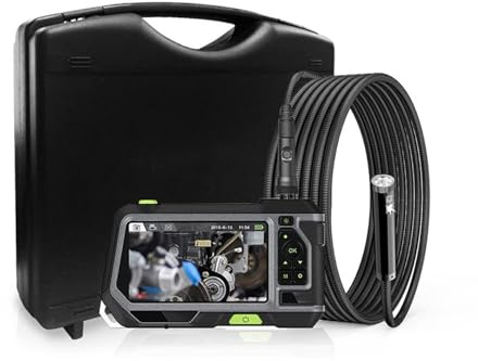Cámara de Alcantarillado, NTS500 5. Endoscopio industrial de 5 mm dual y tres lentes 2 0mp Cámara de inspección 5 pulgadas 128 0p HD LCD Borroscopio impermeable con 6 LED(1m,5.5mm Dual Lens)