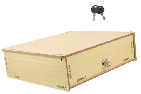 UKCOCO Scatola in Legno Per Contanti Con Scomparti Multipli Organizzatore Mobile Per Monete e Banconote Portasoldi Per Negozio Ufficio e Casa Vassoio Cash Drawer Versatile e Ordinato