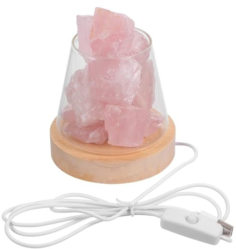 ROMISBABA Lampe à Parfum en Pierre De Cristal Rose, Lampe De Maison D'intérieur, Lumière Chaude Ambiante sans Huile Essentielle, Diffuseur Aromatique, Décoration pour Chambre Et Salon