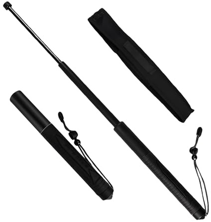 1 PCS Trekkingstock mit Stockabdeckung,Leichte und langlebige Trekking,Lehrerstab Dirigierstab,richtungsweisend,Teleskopschlagstock,Teleskop Schlagstock Waffe, Verstellbar, für Camping Skifahren