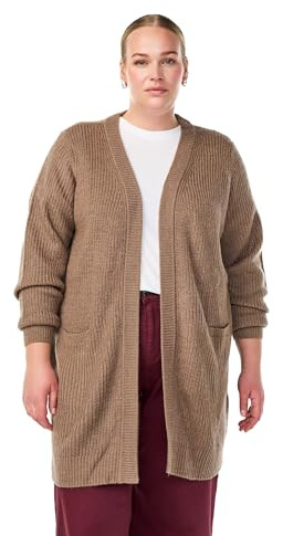 Zizzi Flash by Femme Grandes Tailles Cardigan Long Tricot Taille 42-60, Brown Lentil Mel., 62-64 grande taille