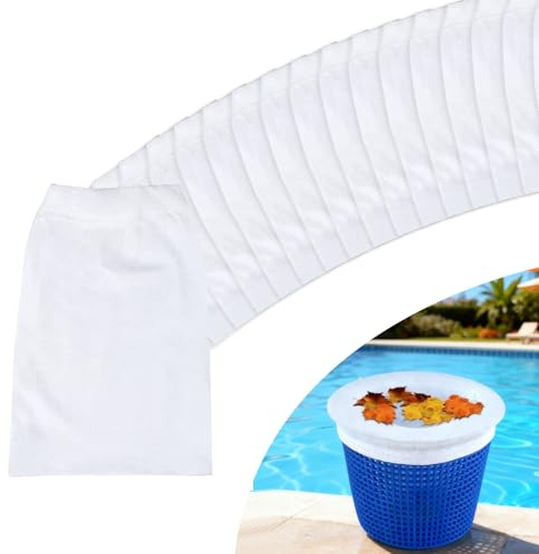 20 Pièces Chaussette Skimmer Piscine, Filtre Skimmer Piscine Réutilisable, Chaussettes pour Panier Pool Skimmer, Socks Paniers Nylon Élastique pour Peuvent Emprisonner Pollen, Débris, Feuilles,Cheveux
