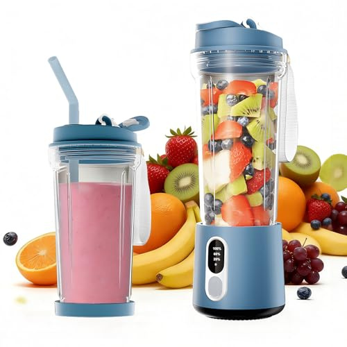 Mixeur portable pour smoothies Mixeur Mini - Blender Centrifugeuse électrique 500ml Petits mixeurs 300w pour milk-shakes et smoothies Blender Smoothie Portable, Voyages Plage Bureau Sport
