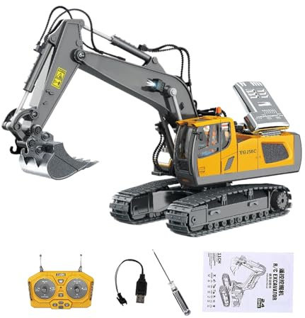 RC Excavator Toy – Mini Construction Truck USB Powered Vehicle | Remote Control Engineering Car With Lights Sounds | Realistic Digging Action For Boys Sandbox Backyard Indoor Outdoor Birthday Play
