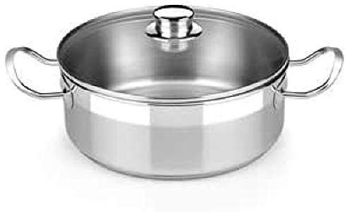 BRA Profesional | Cacerola con tapa de cristal 22 cm, acero inoxidable 18/10, sin antiadherente, full induction compatible con todos los tipos de cocina incluida inducción