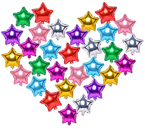 Zhiheng (Pack of 20) Assorted Color 5 Star Helium Foil Balloons for Wedding Birthday Anniversary Graduation Party Decoration (10 Inch)