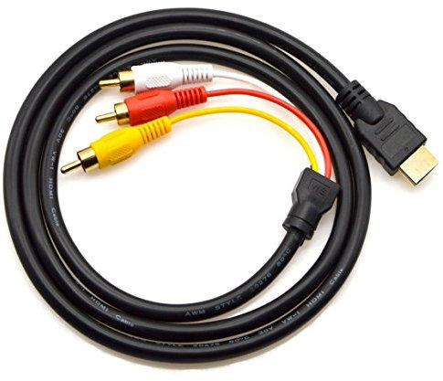 VSHOP® Cable HDMI macho a 3 RCA compuesto macho de 1,5 m (adaptador de vídeo HDMI a RCA compuesto)