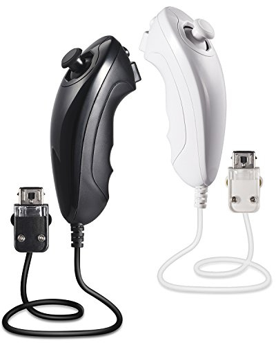 miadore Nunchuck Controller Ersatz für Wii und Wii U Konsole 2 Pack (weiß/schwarz)