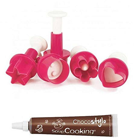 5 découpoirs pâte à sucre + 1 Stylo chocolat