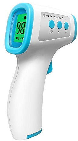 Non-Contact Forehead Thermometer for Adults and Children, No Touch Infrared Thermometer Gun Medical Device with Instant Temperature Check, Accurate Digital Readings and 3-Colour LCD Backlight Display