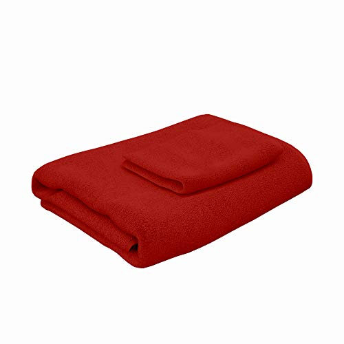 PARAMAISON Asciugamani Bagno Viso e Bidet, Set Venere (1+1), 100% Cotone 420 Grammi, Casa, Piscina, Palestra, Rosso