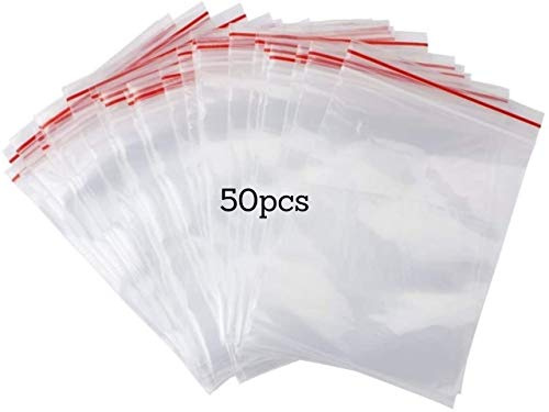 Pakico 50 Bustine Plastica Trasparenti 25 x 35 cm con Zip | Bustine richiudibili grandi con chiusura zip, ideali per alimenti, archiviazione e protezione