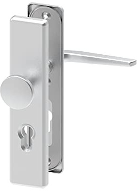 BASI Tür-Schutzbeschlag aus Aluminium F1 | für Haustüren | Türstärke 50-70 mm | Türklinke | Wechselgarnitur | Drücker | Knopf