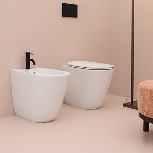 Yellowshop - Kit sanitari wc vaso rimless e bidet a terra completo di coprivaso Soft-close marca AXA serie Eva Made in Italy
