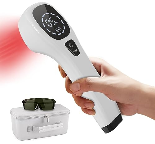 iKeener Terapia Luce Rossa Dispositivo,FDA Approvata Attrezzatura Alleviare Portatile Dolore,Terapia Laser Freddo Apparecchio per Schiena,Viso,Corpo,Muscoli,Ginocchio,Spalla(2x808nm,12x650nm)(Bianco)