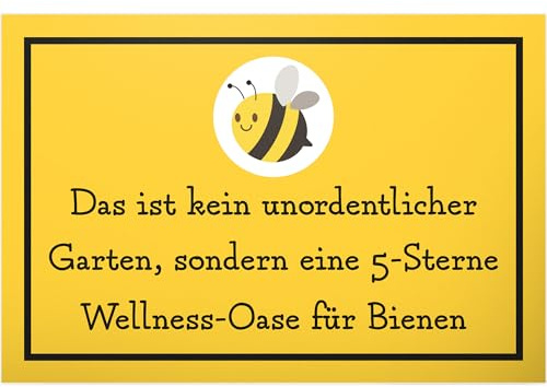 DankeDir! Wellness Oase Bienen - Schild 30 x 20 cm - Garten Geschenk Geschenkidee Deko Mama & Papa Gartenschild - lustiger Spruch Freunde Türschild Geburtstagsgeschenk