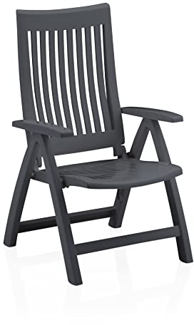 Kettler Roma Klappsessel - Verstellbarer Gartensessel aus Kunststoff - anthrazit