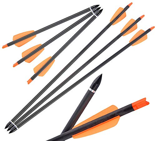 surwolf 12pc Tiro con Arco Carbono Puro Ballesta Perno Spine500 Pistola Ballesta Flecha, 8.6 &16.3 Carbono Puro Flecha, 2 Alas de Flecha Caza Ballesta Flecha (8.6)