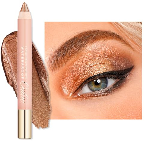 Oulac Lidschatten Stift Wasserdicht|Hochpigmentierter Lidschatten|Langanhaltend und Glatt|Schimmerndes Finish|Make-up Für Faltenfreie Augen|Vegan | Bronze 3.8g (02)