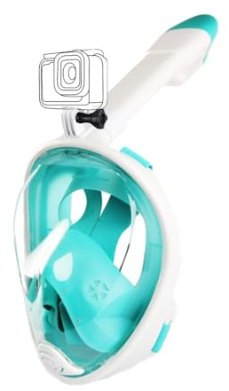 Aprllolg Maschera Da Snorkeling, Maschera Subacquea per Adulti e Bambini vista panoramica a 180° Compatibile con Videocamere Sportive