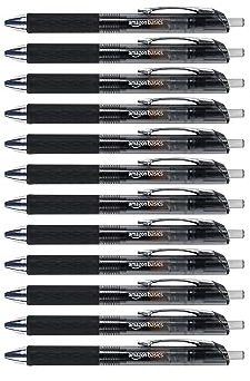 Amazon Basics Gel Pens Fine Point Smooth Writing Pens, Retractable, Black, 0.7mm, 12 Pack