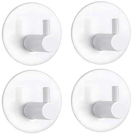 ZUIMENG Ganci Adesivi, 4 Pezzi Gancio Adesivo Appendi Accappatoio Porta Asciugamani in Acciaio Inox, Appendiabiti da Parete Muro Autoadesivo per Cucina e Bagno (Bianco)