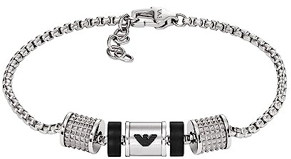 Emporio Armani Armband für Männer, Onyx Rondelle Armband, Länge: 190mm+20mm, Breite: 36.5mm, Höhe: 8mm, EGS2999040